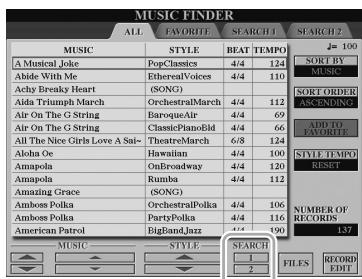 YAMAHA TYROS5 - Recherche d'enregistrement (réglages de panneau) - 1
