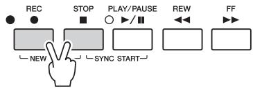 YAMAHA TYROS5 - Appuyez simultanément sur les touches [REC] (Enregistrement) et [STOP] de la section SONG (Morceau). - 1