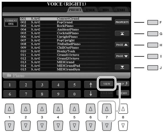 YAMAHA TYROS5 - Exemple d'écran de sélection de sonorité PRESET - 4