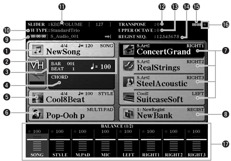 YAMAHA TYROS5 - Configuration de l'écran Main - 1