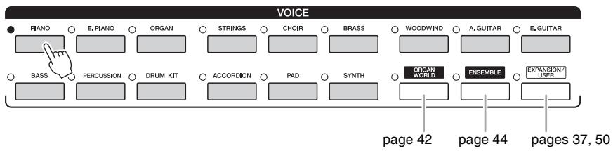 YAMAHA TYROS5 - Appuyez sur l'une des touches VOICE pour sélectionner une catégorie de sonorité et appeler l'écran Voice Selection ( Sélection de sonorité). - 1