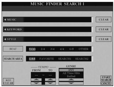 YAMAHA TYROS5 - Recherche d'enregistrement (réglages de panneau) - 3
