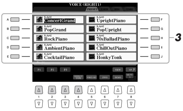 YAMAHA TYROS5 - Appuyez sur une des touches [A]–[J] pour sélectionner la sonorité de votrechoix. - 1