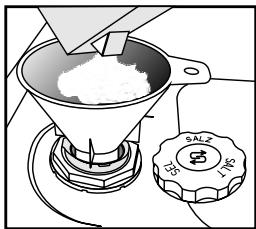 WHIRLPOOL ADG 7622 IX - Filling the salt reservoir - Dissolve limescale (not necessary if water hardness level is set to "soft")! - 3