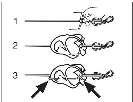ARTHUR MARTIN AOC45030 - Avertissement : À la fin de la cuisson, le tournebroche et le support sont très chauds. Pour éviter de vous brûler, utilisez des gants thermiques de cuisine. - 1
