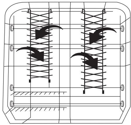 ARTHUR MARTIN CALYPSO - Variante 4 : les deux supports à assiettes à l'arrière du panier inférieur sont rabatables en croisant les rayonnages - 2
