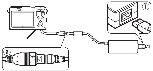 NIKON AW1 - Raccordez l'adaptateur secteur. - 1