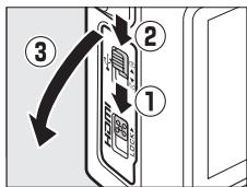 NIKON AW1 - Mettez l'appareil photo hors tension et ouvrez le volet des connecteurs. - 1