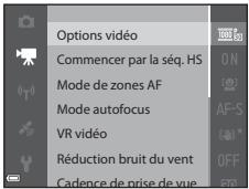 NIKON COOLPIX S9700 - Fonctions pouvant être régles à l'aide de la commande MENU (Menu Video) - 2