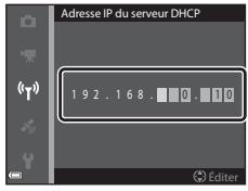 NIKON COOLPIX S9700 - Saisie de caractères pour Canal, Masque de sous-réseau et Adresse IP serveur DHCP - 1