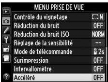 NIKON D610 - Sélectionner Accéléré dans le menu Prise de vue. - 2