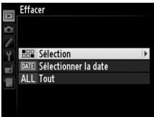 NIKON D610 - Choisissez Sélection pour l'option Effacer du menu Visualisation. - 2
