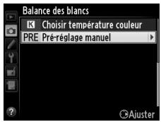 NIKON D610 - Sélectionner PRE (Pré-réglage manuel). - 2