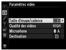 NIKON D610 - Choisir les options vidéo. - 2