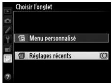 NIKON D610 - Sélectionner 📋 Réglages récents. - 2