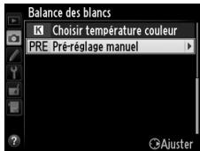 NIKON D610 - Sélectionner PRE (Pré-réglage manuel). - 2