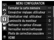 NIKON D610 - Mettre en surbrillance l'icône du menu actuel. - 2