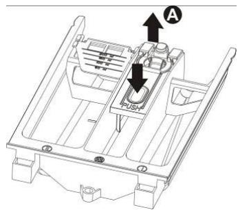 Technical diagram of a mechanical device with labeled components and directional arrows