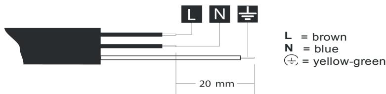 L = brown N = blue (±) = yellow-green 20 mm