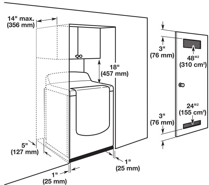 WHIRLPOOL WGD8100BW - INSTALLATION GUIDE - Espacement pour une installation dans un encastrement ou dans un placard - 1