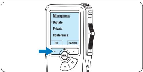 PHILIPS LFH-9172 - Adjust the microphone sensitivity Set the microphone sensitivity for the environment and your recording preferences. - 5