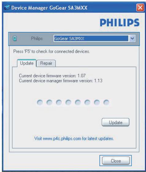 PHILIPS RAGA - Rechercher des mises à jour du micrologiciel - 1