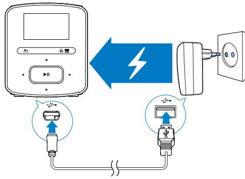 PHILIPS RAGA - Charge au moyen d'un adaptateur USB CA/CC - 1