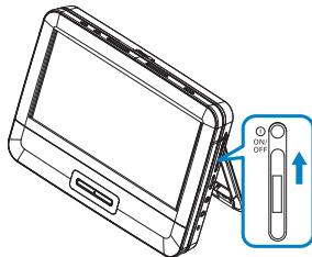 Diagram showing a device with an open button labeled 'ON/OFF' pointing to a vertical indicator on the right side.