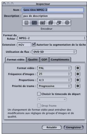 APPLE COMPRESSOR 4 - Sous-fenêtre Encodeur - 1