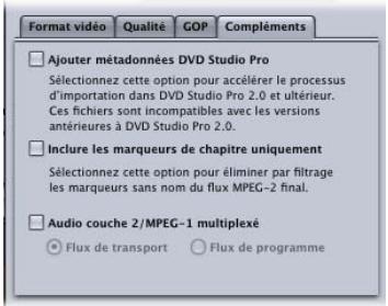 APPLE COMPRESSOR 4 - Onglet Compléments - 1