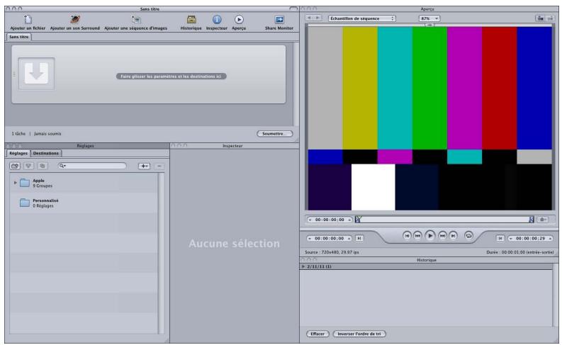 APPLE COMPRESSOR 4 - Pour ouvrir Compressor et ajouter des fichiers multimédias sources à la fenêtre Lot - 2