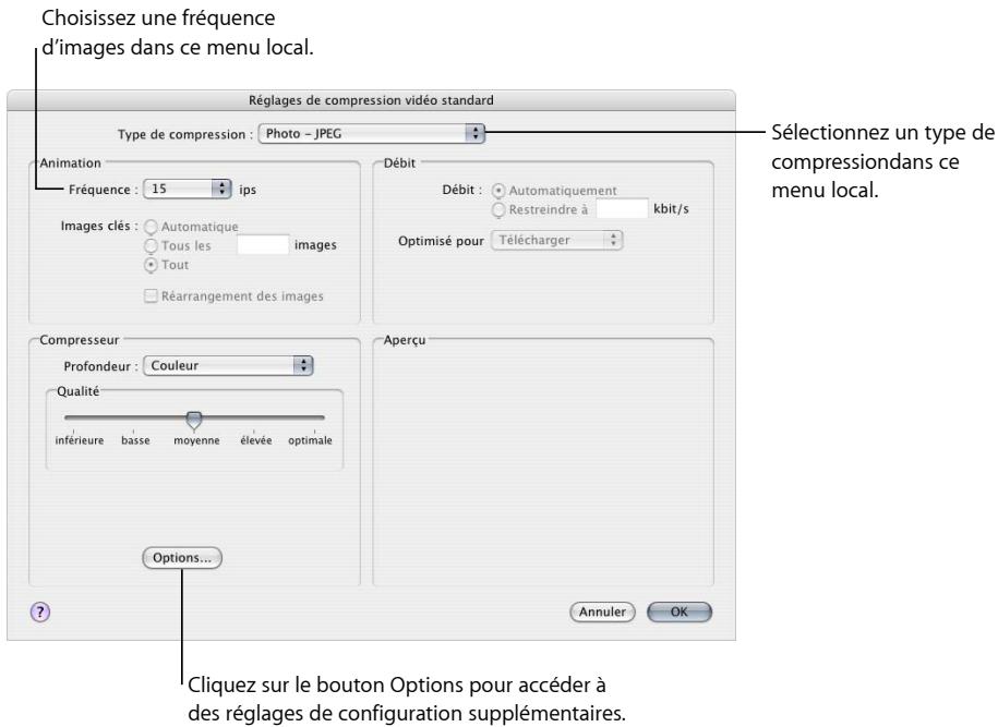 APPLE COMPRESSOR 4 - À propos de la zone de dialogue Réglages de compression - 1