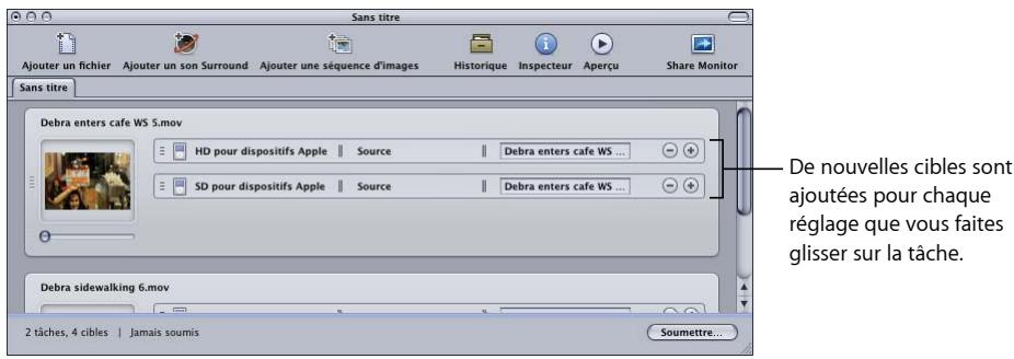 APPLE COMPRESSOR 4 - Pour affecter un réglage à une tâche par glissement - 2