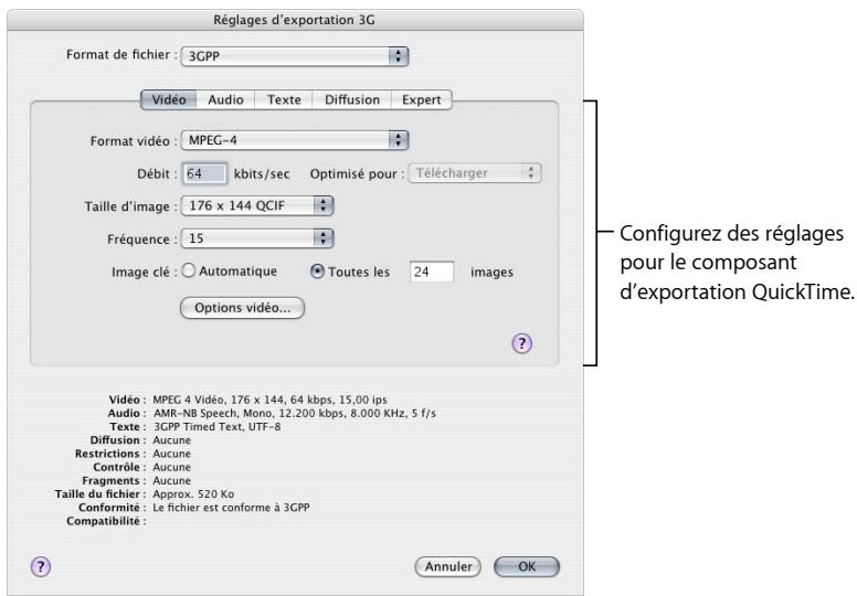 APPLE COMPRESSOR 4 - Pour creer des réglages Composants d'exportation au format QuickTime - 1