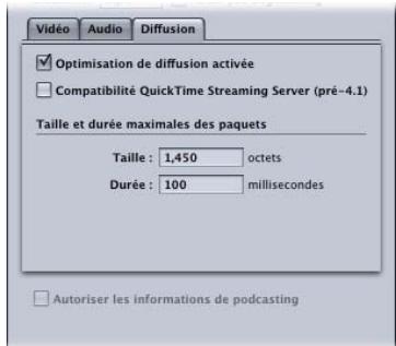 APPLE COMPRESSOR 4 - Étape 3 : Modification des réglages de diffusion MPEG-4 - 1
