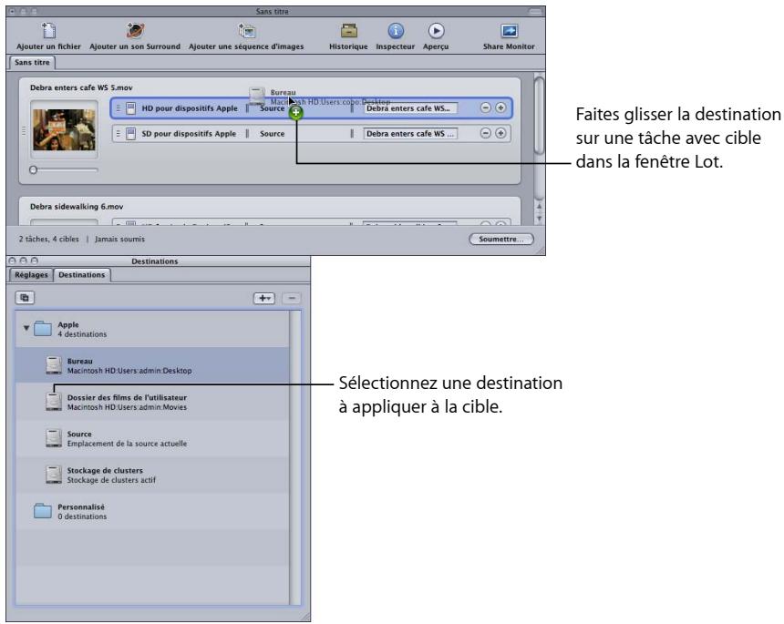 APPLE COMPRESSOR 4 - Affectation de destinations aux fichiers multimédias sources - 1