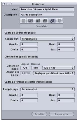 APPLE COMPRESSOR 4 - Sous-fenêtre Géométrie - 1