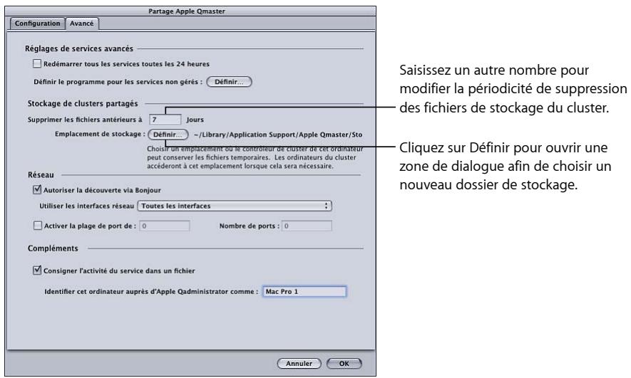 APPLE COMPRESSOR 4 - Pour modifier les réglages liés au stockage de clusters - 1