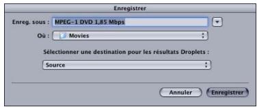 APPLE COMPRESSOR 4 - Pour créé un droplet à l'aide du bouton « Enregistrer la sélection comme Droplet » sous l'onglet Réglages - 2