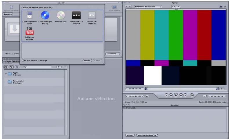 APPLE COMPRESSOR 4 - Pour ouvrir Compressor et ajouter des fichiers multimédias sources à la fenêtre Lot - 1