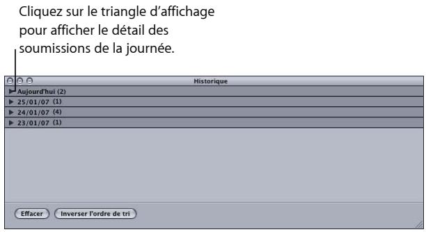 APPLE COMPRESSOR 4 - À propos de la fenêtre Historique - 1