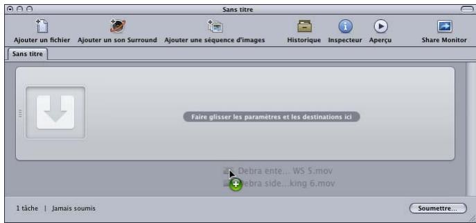 APPLE COMPRESSOR 4 - Pour ouvrir Compressor et ajouter des fichiers multimédias sources à la fenêtre Lot - 3