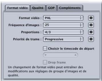 APPLE COMPRESSOR 4 - Onglet Format video - 1