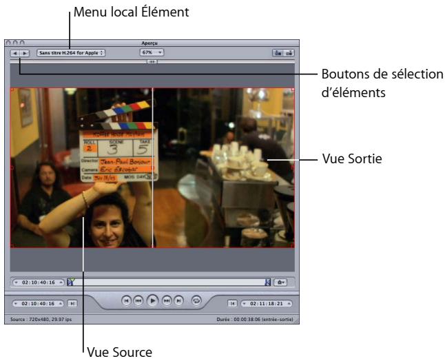 APPLE COMPRESSOR 4 - Pour visualiser votre réglage dans la fenêtre Aperçu - 1