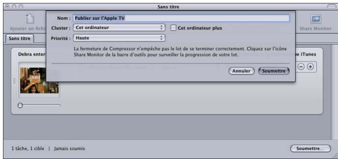 APPLE COMPRESSOR 4 - Pour envoyer un lot en vue de son traitement : - 1