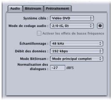 APPLE COMPRESSOR 4 - Réglages de l'onglet Audio - 1