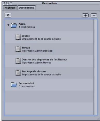 APPLE COMPRESSOR 4 - Pour ouvrir l'onglet Destinations - 1