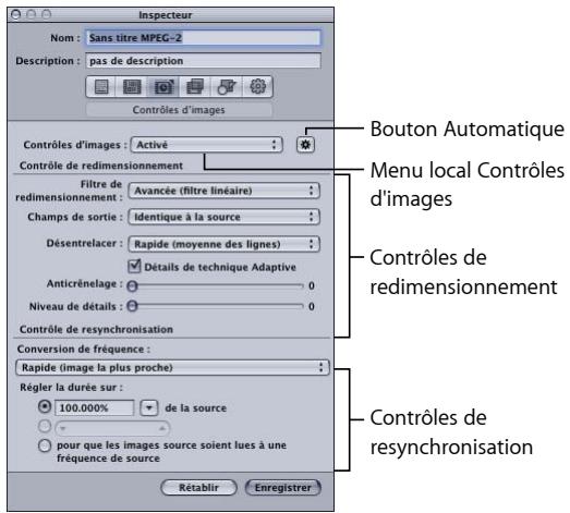 APPLE COMPRESSOR 4 - À propos de la sous-fenêtre Contrôles d'images - 1