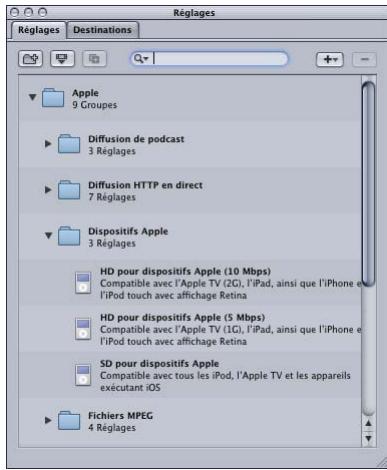 APPLE COMPRESSOR 4 - Pour ouvrir l'onglet Reglages - 1