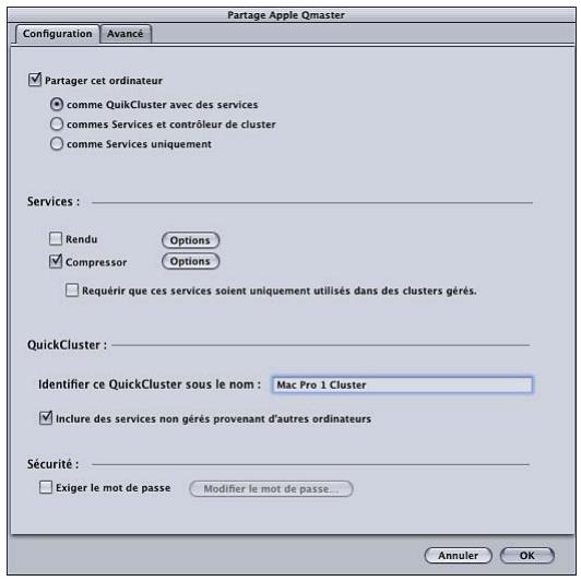 APPLE COMPRESSOR 4 - Pour ouvrir la fenêtre Apple Qmaster Sharing de Compressor - 1